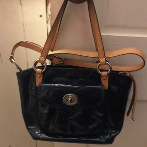 Coach Royal Blue Tan Crossbody Purse